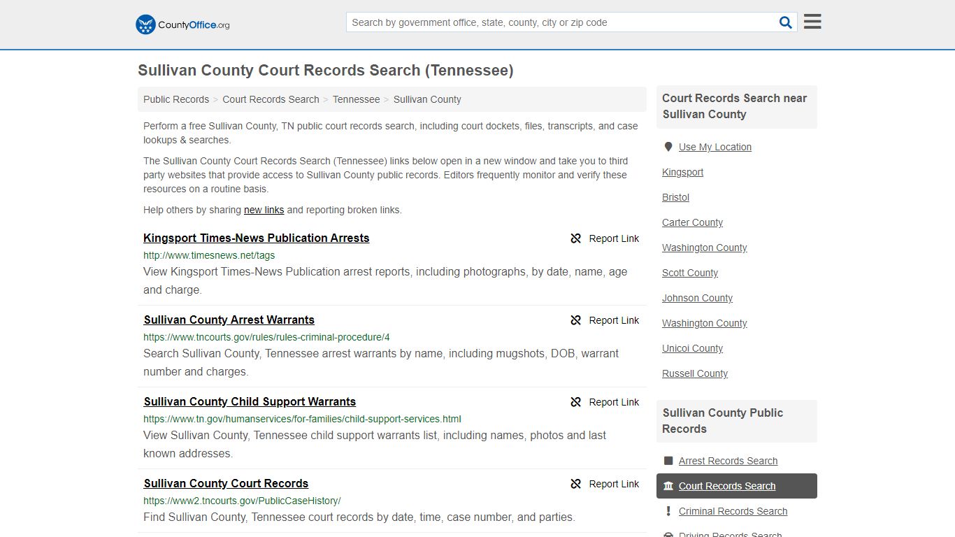 Court Records Search - Sullivan County, TN (Adoptions ...
