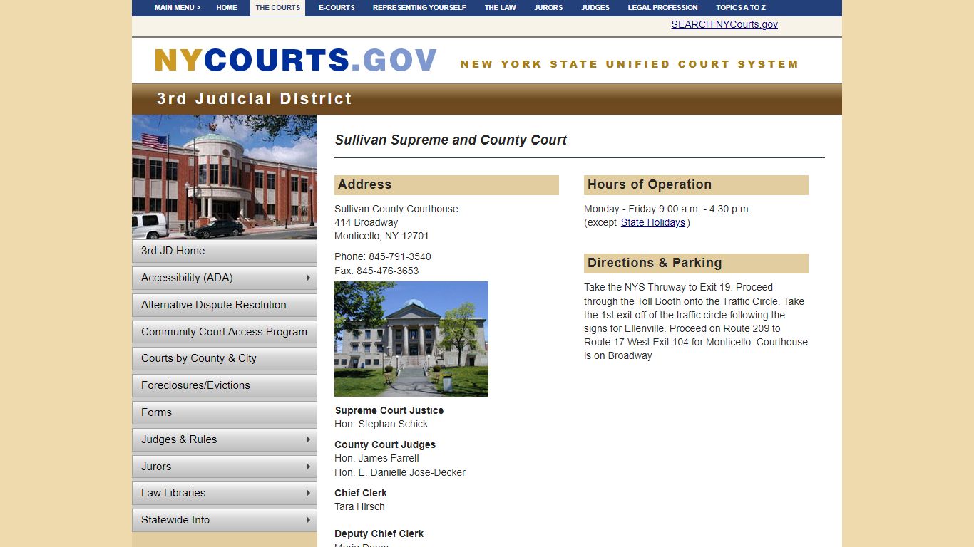 Sullivan Supreme and County Court - 3JD | NYCOURTS.GOV